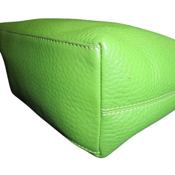 Coach Green Pebble Leather Top Handle Baguette Sufflette Bag & Hangtag - Picture 9 of 15